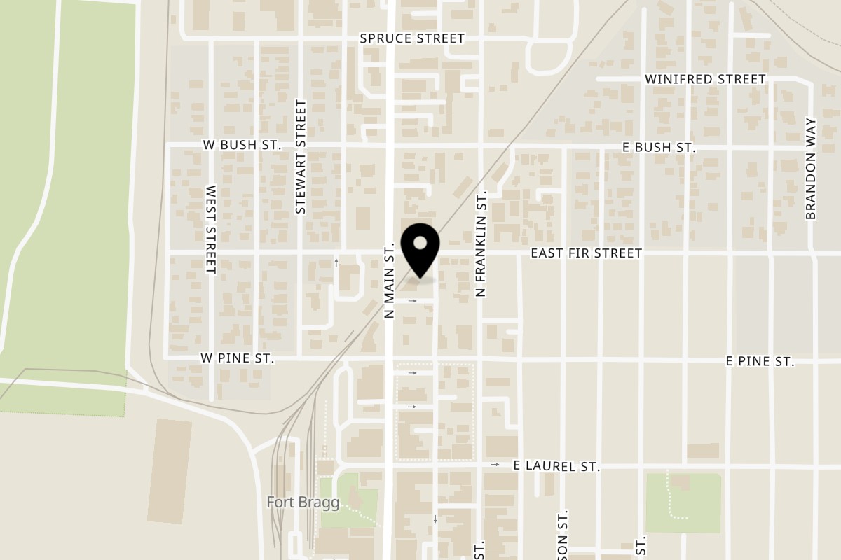 Map showing the location of KW Saltwater Grill on 542 N Main St in Fort Bragg